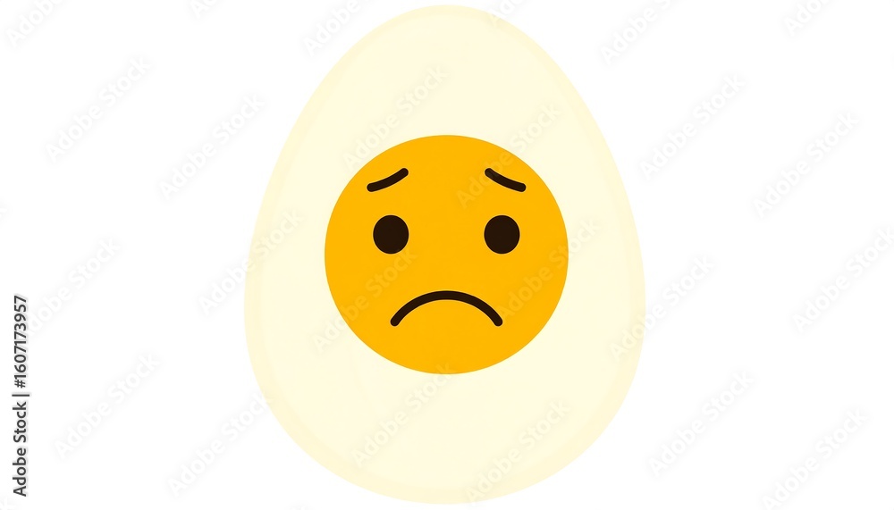 Fototapeta premium A cartoon egg with a sad face