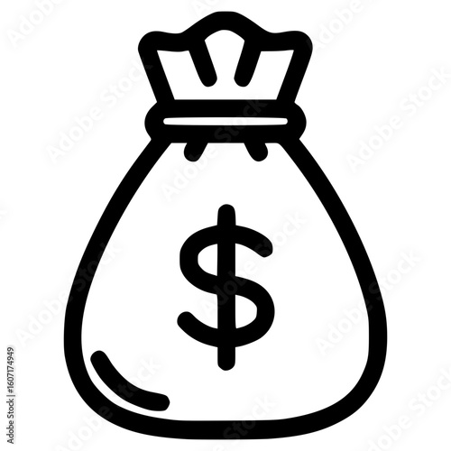 Vector icon representing a money bag for financial themes