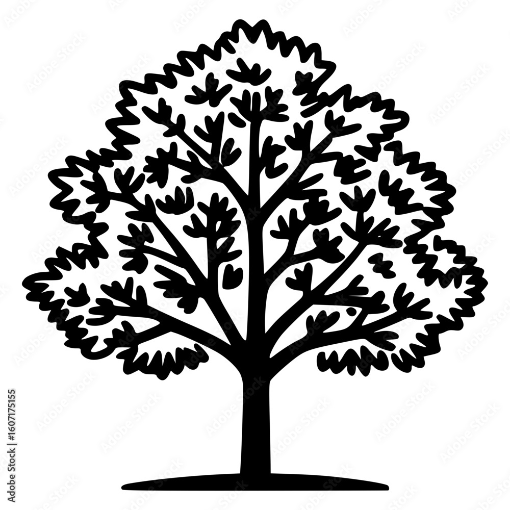 Obraz premium Vector icon of a tree design with detailed foliage elements
