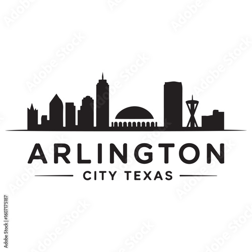 Wallpaper Mural Arlington city Texas skyline. Black cityscape banner. Vector black silhouette. with white background Torontodigital.ca