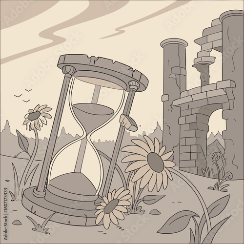 Vector illustration of hourglass free online design.