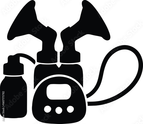 Double electric breast pump silhouette illustration