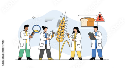 Scientists investigating wheat crop health and gluten content for food safety assurance