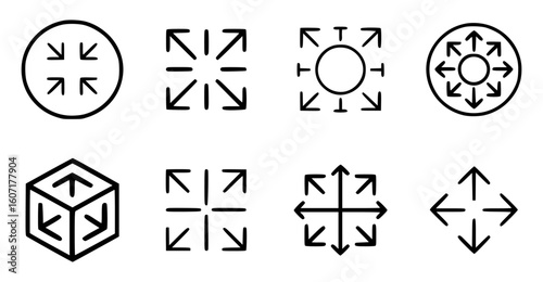Arrows indicating direction and movement expansion contraction
