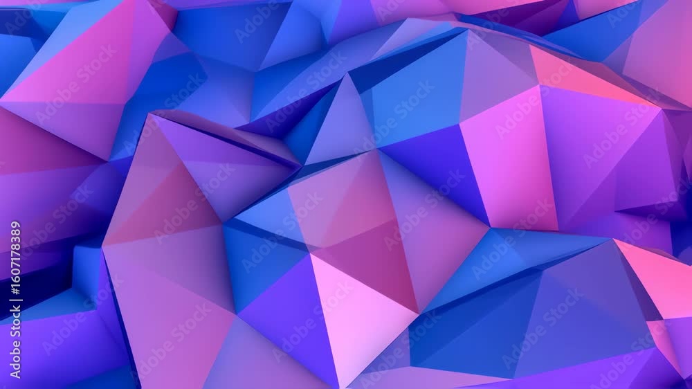 Abstract Polygonal Surface Morphing with Pink and Blue Gradient
