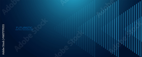 Abstract arrow glowing  lines on blue background. Modern shiny blue geometric lines design. Futuristic technology concept.