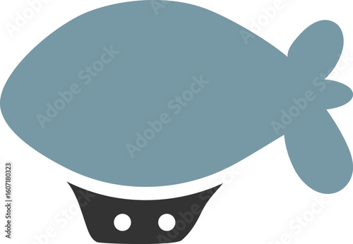Minimalist and clean vector illustration of an airship (blimp) designed in a simple yet stylish flat style. Perfect for transportation infographics, aviation-themed projects, logistics visuals, touris
