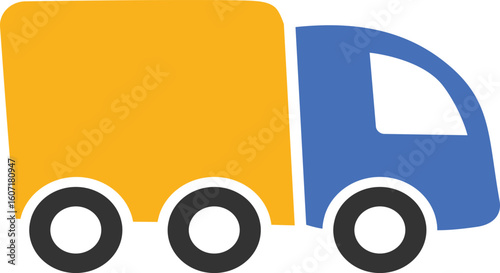 Clean and modern vector illustration of a delivery truck icon with a minimalist flat design. Perfect for logistics infographics, shipping services, e-commerce platforms, courier apps, warehouse manage