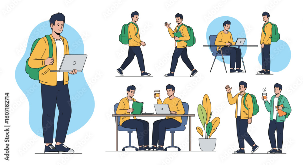 Obraz premium Modern student lifestyle activities and digital engagement with technology and learning resources