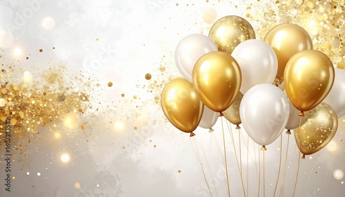 Wallpaper Mural Gold and white balloons and glitter background Torontodigital.ca
