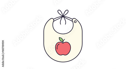 Cute baby bib with red apple design for mealtime protection and comfort