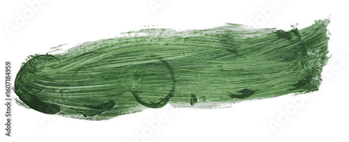 Green paint streaking dynamically across transparent surface, revealing textured brushwork with contemporary artistic flair