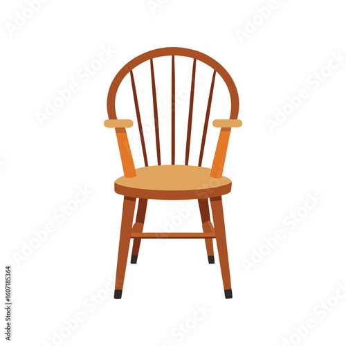 Vector Illustration of a Windsor Chair Furniture Design Isolated on White Background