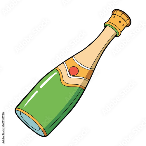 An open champagne bottle with bubbles fizzing out, symbolizing celebration, joy, and special moments. Perfect for parties, toasts, and festive occasions.
