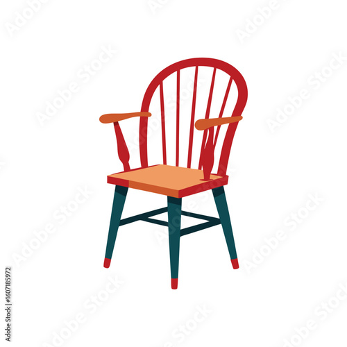 Vector Illustration of a Windsor Chair Furniture Design Isolated on White Background