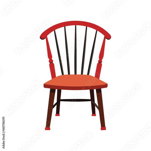 Vector Illustration of a Windsor Chair Furniture Design Isolated on White Background