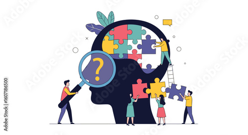 Understanding the human mind and its complex inner workings through puzzle pieces