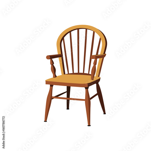 Vector Illustration of a Windsor Chair Furniture Design Isolated on White Background
