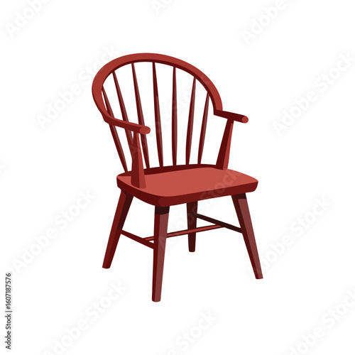 Vector Illustration of a Windsor Chair Furniture Design Isolated on White Background