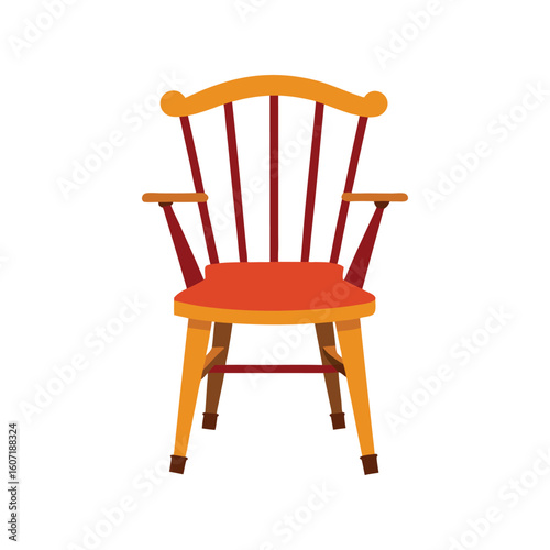 Vector Illustration of a Windsor Chair Furniture Design Isolated on White Background