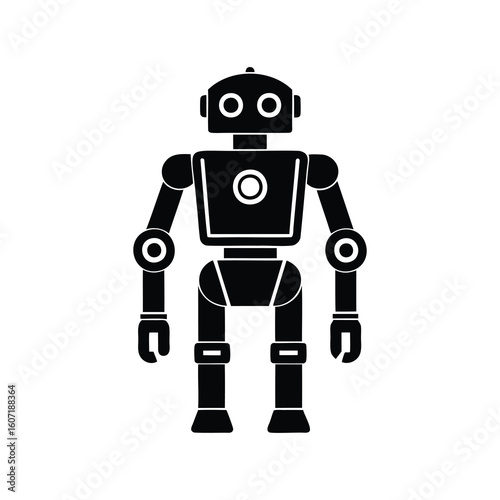 Vintage robot illustration with a simple and minimalist design aesthetic