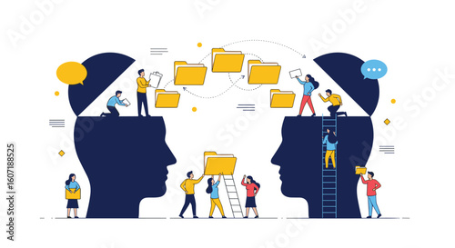 Knowledge transfer and information exchange between two minds facilitating collaborative learning and teamwork