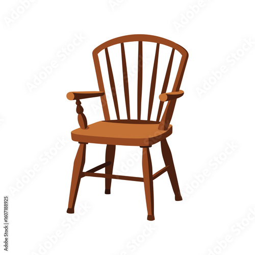 Vector Illustration of a Windsor Chair Furniture Design Isolated on White Background