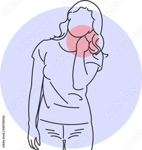 Woman Suffering from Intense Pain in the Neck Region