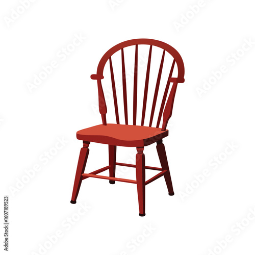 Vector Illustration of a Windsor Chair Furniture Design Isolated on White Background