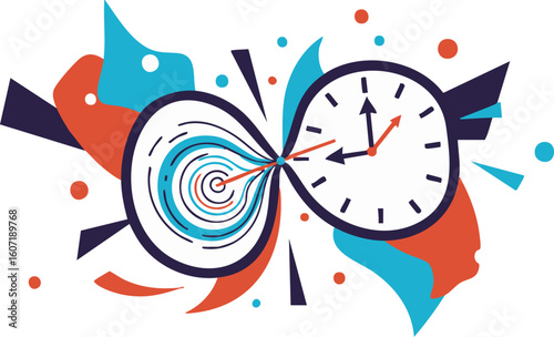 AbstractTimeWarp-MinimalFlatDesignIllustration-抽象的なタイムワープ-ミニマルフラットデザインイラスト
