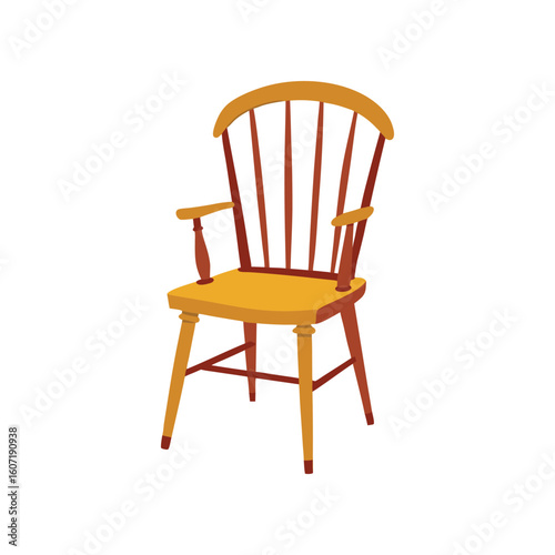 Vector Illustration of a Windsor Chair Furniture Design Isolated on White Background