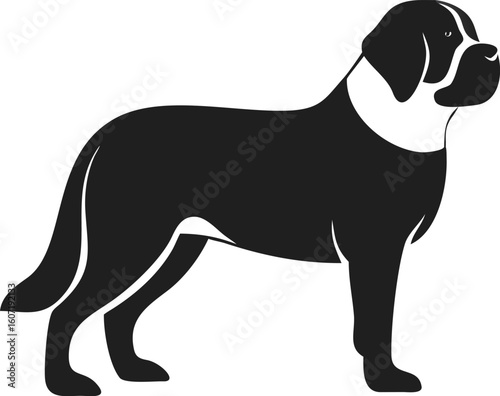 St. Bernard dog silhouette with massive frame, broad head, and iconic alpine rescue stance