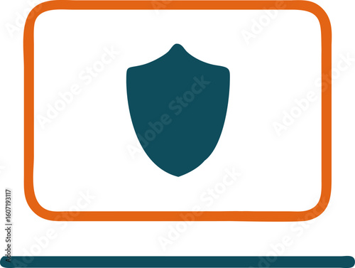 shield protection on computer screen icon