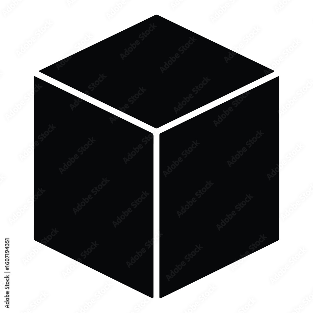 Simple black and white isometric cube icon for web design and conceptual illustrations Simple black and white isometric cube icon for web design and conceptual illustrations