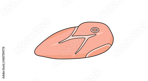 A raw chicken breast fillet with a distinctive cut ready for culinary preparation