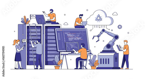 Modern digital transformation strategy leveraging advanced cloud computing and robotic automation solutions for enhanced business operations