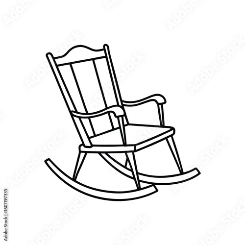 Vector Outline Illustration of Rocking Chair Clip Art Isolated on White Background