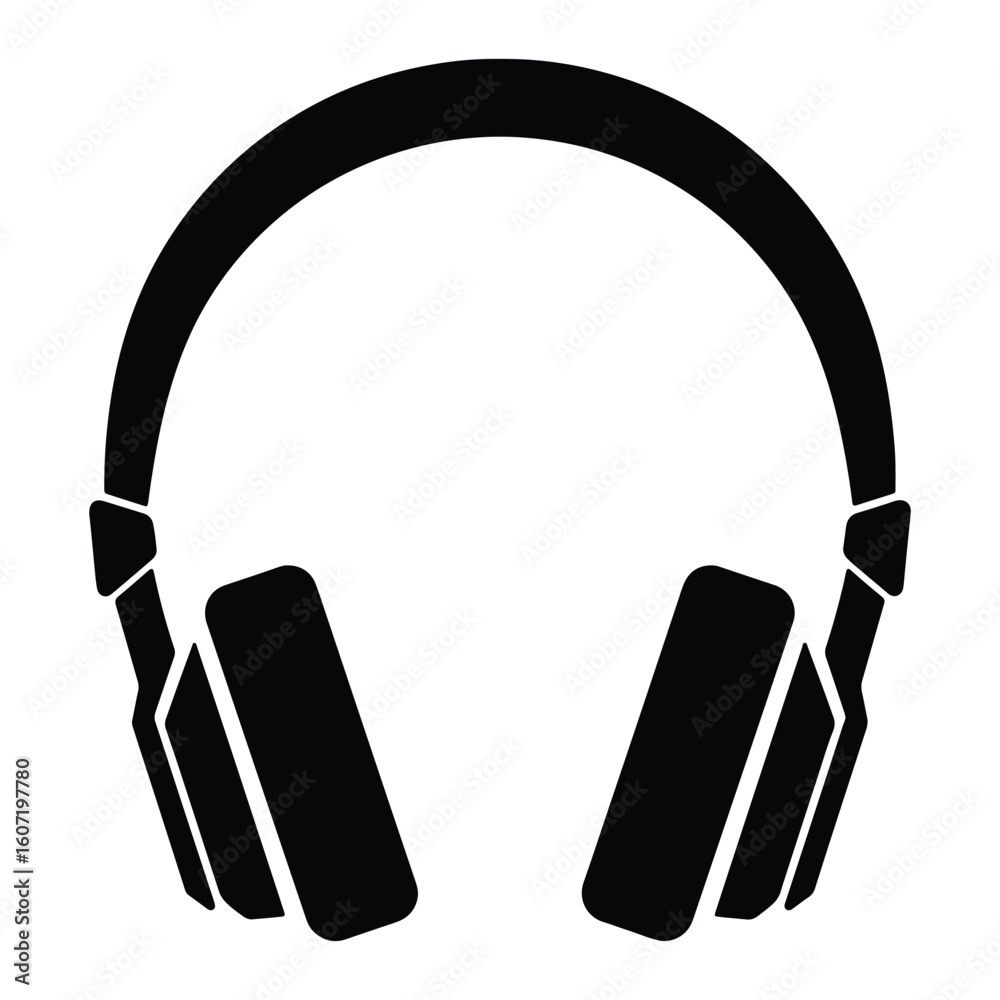 Obraz premium Simple black and white vector illustration of modern style over ear headphones
