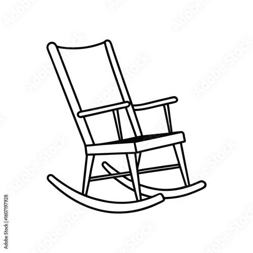 Vector Outline Illustration of Rocking Chair Clip Art Isolated on White Background