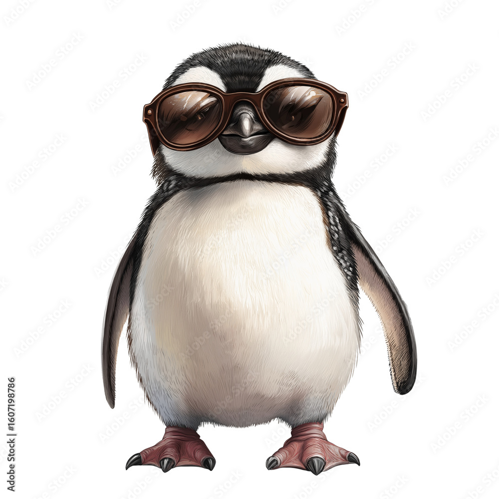 Obraz premium Cute Penguin with Shades Isolated on White or Transparent