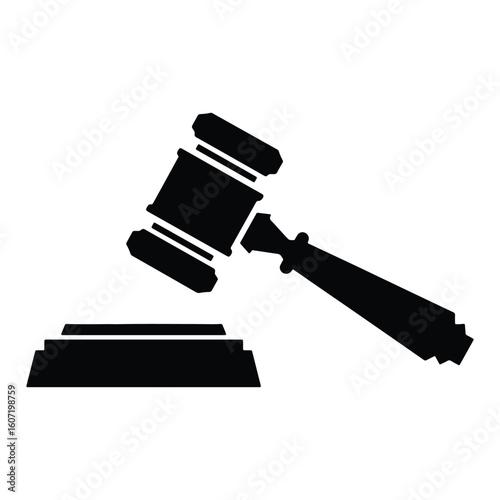 Simple black gavel and sound block symbolizing justice law court legal proceedings and judgement