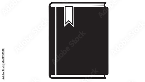 Black book with bookmark, illustration for reading and literature