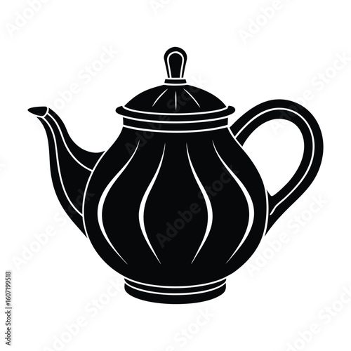 Elegant Teapot Silhouette Illustration Vector Graphic Design on White Background