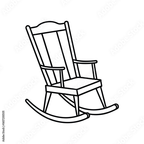 Vector Outline Illustration of Rocking Chair Clip Art Isolated on White Background