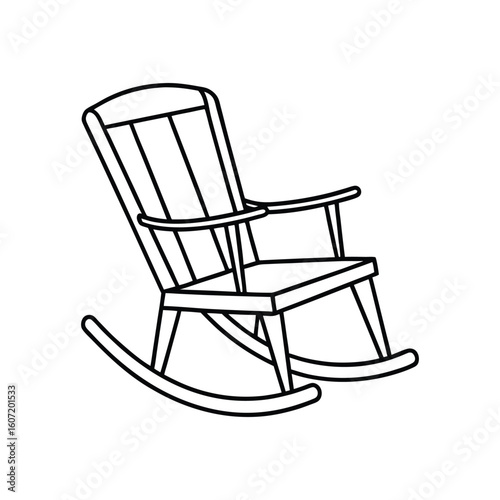 Vector Outline Illustration of Rocking Chair Clip Art Isolated on White Background