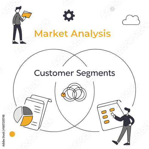 Market analysis and customer segmentation diagram with business concepts