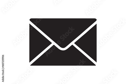 Envelope mail icon silhouette vector art illustration on white background