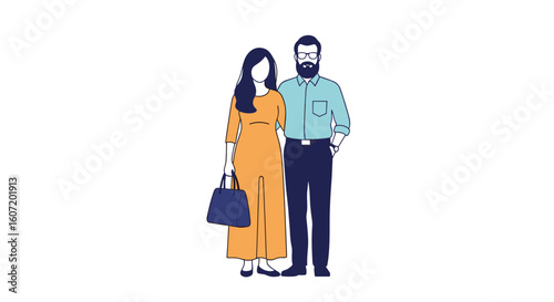 Diverse couple posing together with confidence showing their unique styles and personalities
