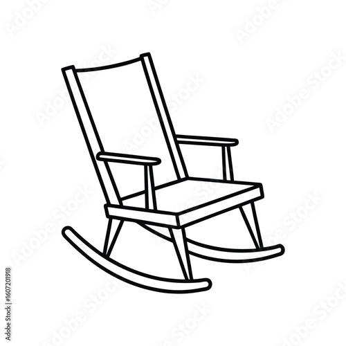 Vector Outline Illustration of Rocking Chair Clip Art Isolated on White Background