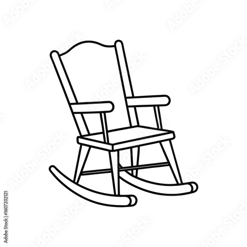 Vector Outline Illustration of Rocking Chair Clip Art Isolated on White Background